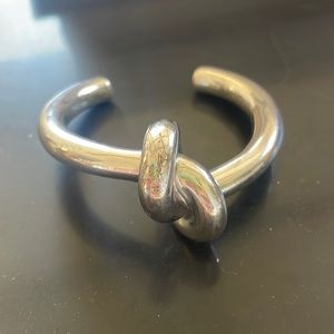 Silvertone Celine Knot Cuff Bracelet - Large